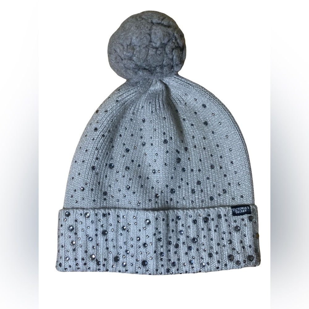 Victoria's Secret Sparkling‎ Gray Pom Pom Beanie